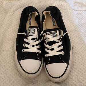 Converse womens size 8 Black Canvas Low-Top Sneakers.